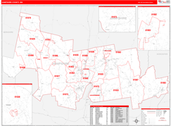 Hampshire County, MA Digital Map Red Line Style