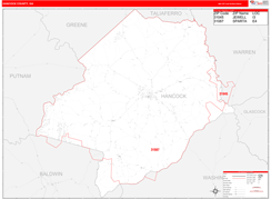 Hancock County, GA Digital Map Red Line Style