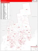 Hancock County, ME Digital Map Red Line Style