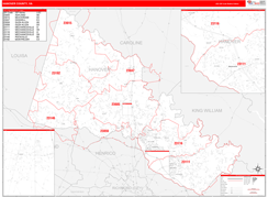 Hanover County, VA Digital Map Red Line Style