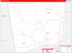 Haralson County, GA Digital Map Red Line Style