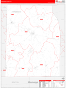 Hardeman County, TN Digital Map Red Line Style