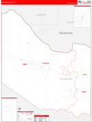 Hardeman County, TX Digital Map Red Line Style