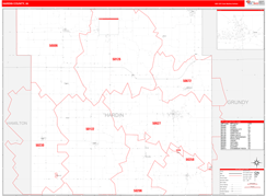 Hardin County, IA Digital Map Red Line Style