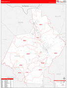 Hardin County, KY Digital Map Red Line Style