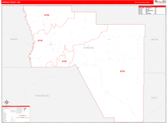 Harding County, NM Digital Map Red Line Style