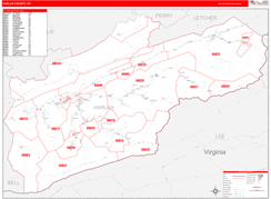 Harlan County, KY Digital Map Red Line Style