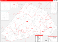 Harnett County, NC Digital Map Red Line Style