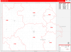 Harper County, KS Digital Map Red Line Style