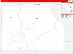 Harper County, OK Digital Map Red Line Style