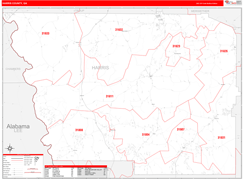 Harris County, GA Digital Map Red Line Style