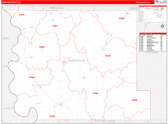 Harrison County, IA Digital Map Red Line Style