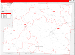 Harrison County, OH Digital Map Red Line Style