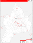 Harrisonburg County, VA Digital Map Red Line Style