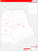 Hart County, GA Digital Map Red Line Style