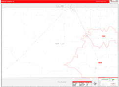 Hartley County, TX Digital Map Red Line Style