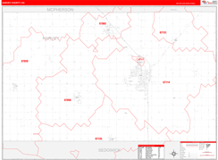 Harvey County, KS Digital Map Red Line Style