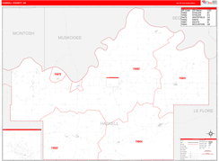 Haskell County, OK Digital Map Red Line Style