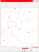 Haskell County, TX Digital Map Red Line Style