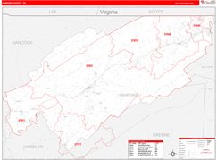 Hawkins County, TN Digital Map Red Line Style
