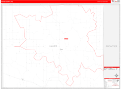 Hayes County, NE Digital Map Red Line Style