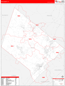 Hays County, TX Digital Map Red Line Style