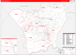 Henderson County, NC Digital Map Red Line Style