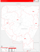 Henderson County, TN Digital Map Red Line Style