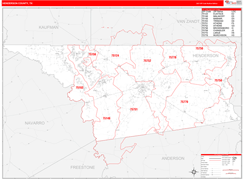 Henderson County, TX Digital Map Red Line Style
