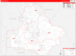 Henry County, GA Digital Map Red Line Style