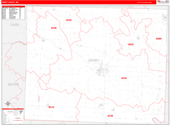 Henry County, MO Digital Map Red Line Style