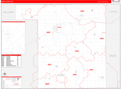 Henry County, OH Digital Map Red Line Style