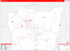 Henry County, VA Digital Map Red Line Style