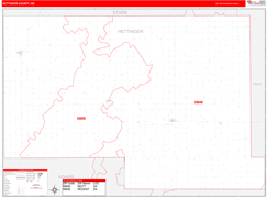 Hettinger County, ND Digital Map Red Line Style