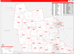 Hillsborough County, NH Digital Map Red Line Style