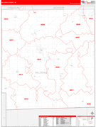 Hillsdale County, MI Digital Map Red Line Style