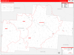 Hocking County, OH Digital Map Red Line Style