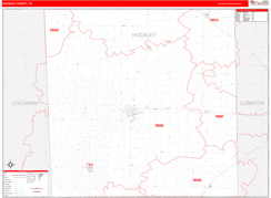 Hockley County, TX Digital Map Red Line Style