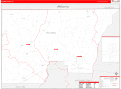 Holmes County, FL Digital Map Red Line Style