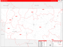 Holmes County, OH Digital Map Red Line Style