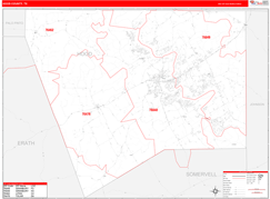 Hood County, TX Digital Map Red Line Style