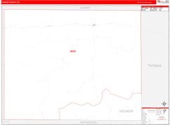 Hooker County, NE Digital Map Red Line Style