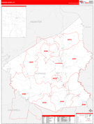 Hopkins County, KY Digital Map Red Line Style