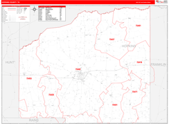 Hopkins County, TX Digital Map Red Line Style