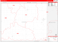 Howard County, IA Digital Map Red Line Style