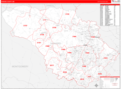 Howard County, MD Digital Map Red Line Style