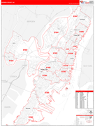 Hudson County, NJ Digital Map Red Line Style