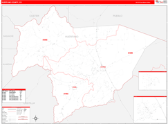 Huerfano County, CO Digital Map Red Line Style