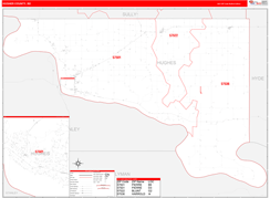 Hughes County, SD Digital Map Red Line Style