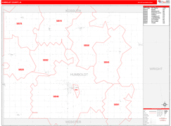 Humboldt County, IA Digital Map Red Line Style